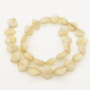 Natural Jin Huangyu,Rhombus,Beige,14*14*5mm,Hole:1mm,about 29pcs/strand,about 36g/strand,5 strands/package,15"(39cm),XBGB01832ahlv-L001