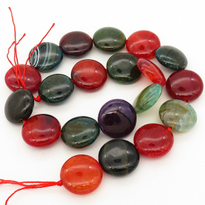 Natural Agate,Flat Round,Dyed,Mixed color,20*9mm,Hole:2mm,about 20pcs/strand,about 100g/strand,5 strands/package,16"(40cm),XBGB01847biib-L001