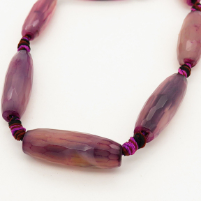 Natural Agate,Rice,Facted,Dyed,Purple,11*29mm,Hole:2mm,about 10pcs/strand,about 50g/strand,5 strands/package,16"(40cm),XBGB01871vila-L001