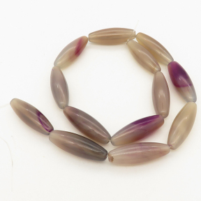 Natural Agate,Rice,Dyed,Purple,10*30mm,Hole:2mm,about 13pcs/strand,about 55g/strand,5 strands/package,15"(39cm),XBGB01880aija-L001