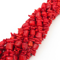 Natural Red Coral,Irregular,Dyed,Red,9*12~3*10mm,Hole:1mm,about 19pcs/strand,about 70g/strand,5 strands/package,18"(46cm),XBGB01889ahlv-L001