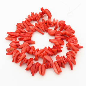 Natural Red Coral,Irregular,Dyed,Red,5*6~6*18mm,Hole:1mm,about 113pcs/strand,about 70g/strand,5 strands/package,17"(44cm),XBGB01895ahlv-L001
