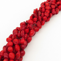 Natural Red Coral,Irregular,Dyed,Red,8*8~8*11mm,Hole:1mm,about 45pcs/strand,about 25g/strand,5 strands/package,17"(42cm),XBGB01901vbnb-L001