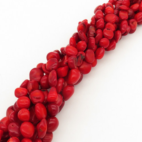 Natural Red Coral,Irregular,Dyed,Red,8*8~8*11mm,Hole:1mm,about 45pcs/strand,about 25g/strand,5 strands/package,17"(42cm),XBGB01901vbnb-L001