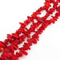 Natural Red Coral,Irregular,Dyed,Red,5*6~5*18mm,Hole:1mm,about 145pcs/strand,about 55g/strand,5 strands/package,18"(45cm),XBGB01910ahlv-L001