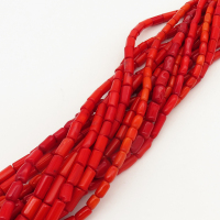 Natural Red Coral,Column,Dyed,Red,5*9mm,Hole:1mm,about 49pcs/strand,about 15g/strand,5 strands/package,16"(42cm),XBGB01925ahlv-L001