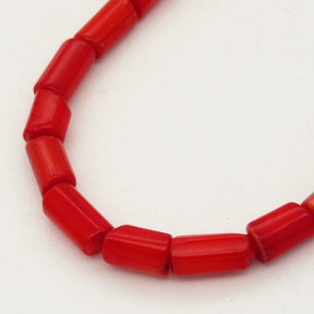Natural Red Coral,Column,Dyed,Red,5*9mm,Hole:1mm,about 49pcs/strand,about 15g/strand,5 strands/package,16"(42cm),XBGB01925ahlv-L001