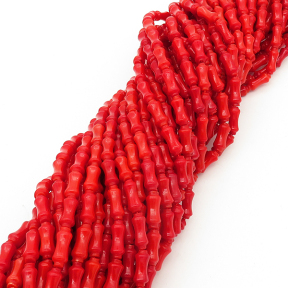 Natural Red Coral,Bamboo,Dyed,Red,5*11mm,Hole:1mm,about 38pcs/strand,about 12g/strand,5 strands/package,17"(42cm),XBGB01949ahlv-L001