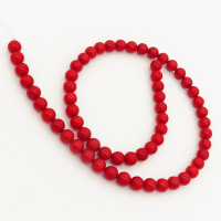 Natural Red Coral,Round,Dyed,Red,7mm,Hole:1mm,about 61pcs/strand,about 30g/strand,5 strands/package,17"(43cm),XBGB01952vhov-L001