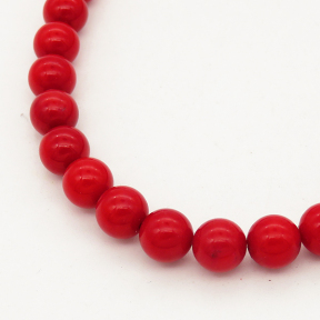 Natural Red Coral,Round,Dyed,Red,7mm,Hole:1mm,about 61pcs/strand,about 30g/strand,5 strands/package,17"(43cm),XBGB01952vhov-L001