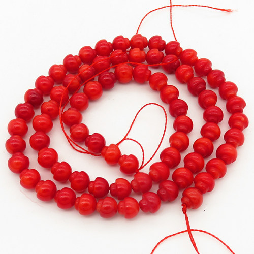 Natural Red Coral,Mushroom,Dyed,Red,5*6mm,Hole:1mm,about 75pcs/strand,about 20g/strand,5 strands/package,17"(42cm),XBGB01955ahlv-L001