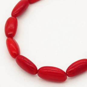 Natural Red Coral,Rice,Dyed,Red,5*11~7*14mm,Hole:1mm,about 33pcs/strand,about 20g/strand,5 strands/package,17"(42cm),XBGB01958ahlv-L001