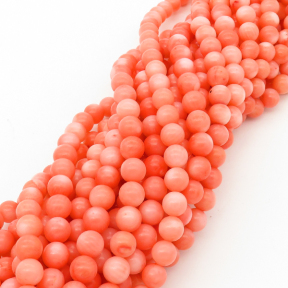 Natural Red Coral,Round,Dyed,Pink,6mm,Hole:1mm,about 66pcs/strand,about 25g/strand,5 strands/package,17"(42cm),XBGB01961ahlv-L001