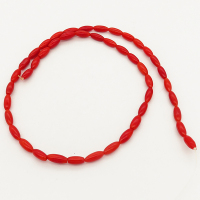 Natural Red Coral,Rice,Dyed,Red,4*10mm,Hole:1mm,about 45pcs/strand,about 10g/strand,5 strands/package,17"(43cm),XBGB01967ahlv-L001