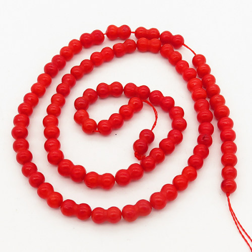 Natural Red Coral,Eight-charcater,Dyed,Red,5*8mm,Hole:1mm,about 51pcs/strand,about 15g/strand,5 strands/package,17"(43cm),XBGB01970ahlv-L001