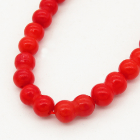 Natural Red Coral,Eight-charcater,Dyed,Red,5*8mm,Hole:1mm,about 51pcs/strand,about 15g/strand,5 strands/package,17"(43cm),XBGB01970ahlv-L001