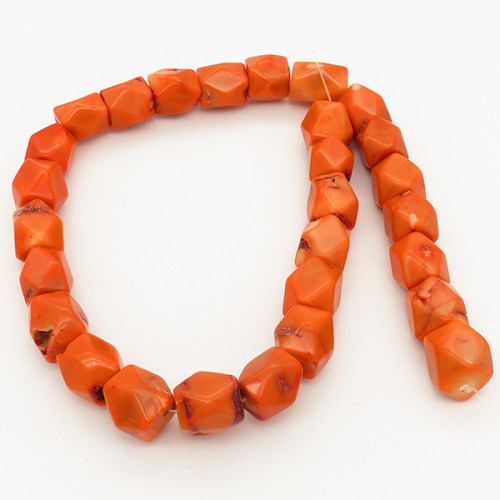 Natural Red Coral,Drum beads,Facted,Dyed,Orange,13*15mm,Hole:1mm,about 28pcs/strand,about 125g/strand,5 strands/package,16"(41cm),XBGB01979vila-L001