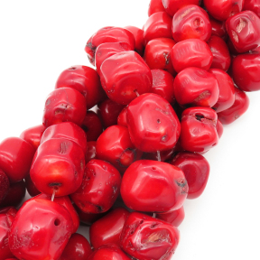 Natural Red Coral,Irregular,Dyed,Red,16*18~18*21mm,Hole:1mm,about 24pcs/strand,about 175g/strand,5 strands/package,16"(41cm),XBGB01982ajvb-L001