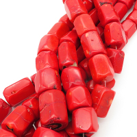Natural Red Coral,Drum beads,Facted,Dyed,Red,17*18~16*23mm,Hole:1mm,about 20pcs/strand,about 240g/strand,5 strands/package,16"(42cm),XBGB01985bkab-L001