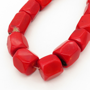 Natural Red Coral,Drum beads,Facted,Dyed,Red,17*18~16*23mm,Hole:1mm,about 20pcs/strand,about 240g/strand,5 strands/package,16"(42cm),XBGB01985bkab-L001