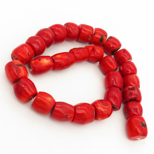 Natural Red Coral,Drum beads,Dyed,Red,13*18~16*18mm,Hole:1mm,about 27pcs/strand,about 180g/strand,5 strands/package,16"(41cm),XBGB01987ajvb-L001