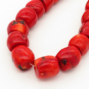 Natural Red Coral,Drum beads,Dyed,Red,13*18~16*18mm,Hole:1mm,about 27pcs/strand,about 180g/strand,5 strands/package,16"(41cm),XBGB01987ajvb-L001