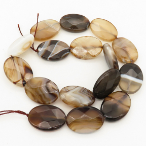 Natural Agate,Flat Round,Facted,Dyed,Light brown,18*25*6mm,Hole:1mm,about 16pcs/strand,about 65g/strand,5 strands/package,16"(40cm),XBGB02002vila-L001