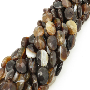 Natural Agate,Egg shape,Facted,Dyed,Brown,14*17*6mm,Hole:1mm,about 22pcs/strand,about 45g/strand,5 strands/package,15"(39cm),XBGB02008vila-L001