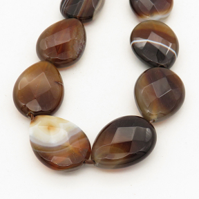 Natural Agate,Pear,Facted,Dyed,Dark brown,14*20*6mm,Hole:1mm,about 20pcs/strand,about 50g/strand,5 strands/package,15"(39cm),XBGB02011vila-L001