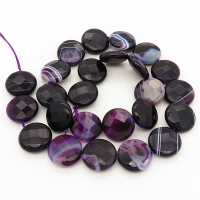 Natural Agate,Flat Round,Facted,Dyed,Deep purple,16*6mm,Hole:1mm,about 25pcs/strand,about 55g/strand,5 strands/package,16"(41cm),XBGB02014vila-L001