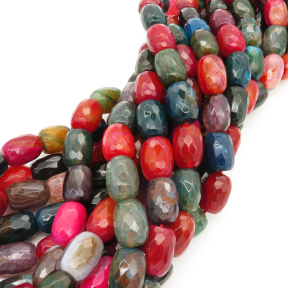 Natural Agate,Column,Facted,Dyed,Mixed color,13*18mm,Hole:1mm,about 22pcs/strand,about 110g/strand,5 strands/package,16"(40cm),XBGB02029vhpv-L001