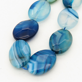 Natural Agate,Striped Agate,Egg shape,Facted,Dyed,Blue,13*18*6mm,Hole:1mm,about 22pcs/strand,about 40g/strand,5 strands/package,15"(39cm),XBGB02041vila-L001