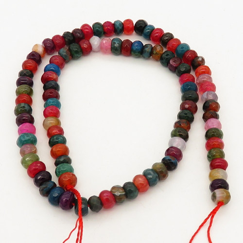 Natural Agate,Colorful Agate,Abacus beads,Facted,Dyed,Mixed color,4*6mm,Hole:1mm,about 93pcs/strand,about 25g/strand,5 strands/package,15"(39cm),XBGB02053ahlv-L001