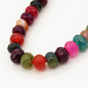 Natural Agate,Colorful Agate,Abacus beads,Facted,Dyed,Mixed color,4*6mm,Hole:1mm,about 93pcs/strand,about 25g/strand,5 strands/package,15"(39cm),XBGB02053ahlv-L001