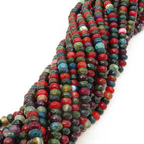 Natural Agate,Colorful Agate,Abacus beads,Facted,Dyed,Mixed color,5*8mm,Hole:1mm,about 73pcs/strand,about 40g/strand,5 strands/package,15"(39cm),XBGB02056ahlv-L001