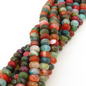 Natural Agate,Colorful Agate,Abacus beads,Facted,Dyed,Mixed color,6*10mm,Hole:1mm,about 65pcs/strand,about 65g/strand,5 strands/package,15"(39cm),XBGB02059ahlv-L001
