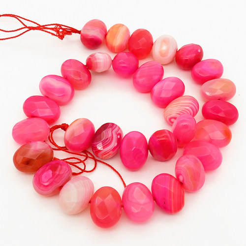 Natural Agate,Oval,Facted,Dyed,Rose red,13*18*10mm,Hole:2mm,about 31pcs/strand,about 110g/strand,5 strands/package,16"(40cm),XBGB02080vila-L001