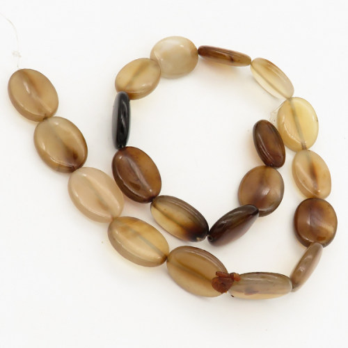 Natural Agate,Egg shape,Dyed,Light brown,15*20*5mm,Hole:1mm,about 20pcs/strand,about 55g/strand,5 strands/package,16"(40cm),XBGB02101ajvb-L001