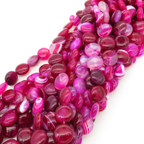 Natural Agate,Striped Agate,Flat Round,Dyed,Rose red,13*6mm,Hole:1mm,about 30pcs/strand,about 40g/strand,5 strands/package,15"(38cm),XBGB02116aivb-L001
