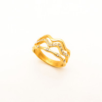 316L Stainless Steel and Zirconia Crimp Ring,Gold Plating,Size 7,about 5g/pc,1 pc/package,HHP00477bhia-360