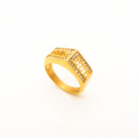 316L Stainless Steel and Zirconia Antique Ring,Gol..