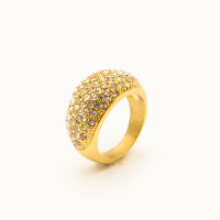 316L Stainless Steel and Zirconia Tiny Ring,Gold Plating,Size 7,about 8g/pc,1 pc/package,HHP00489vhmv-360