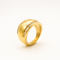 316L Stainless Steel and Zirconia Bald Ring,Gold P..