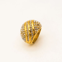 316L Stainless Steel and Zirconia Walnut Ring,Gold Plating,Size 7,about 24g/pc,1 pc/package,HHP00501aivb-360