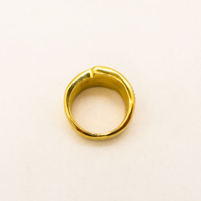 316L Stainless Steel and Zirconia Strip Ring,Gold Plating,Size 7,about 10g/pc,1 pc/package,HHP00471vhll-360
