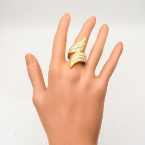 316L Stainless Steel and Zirconia  Futaba Ring,Gold Plating,Size 7,about 14g/pc,1 pc/package,HHP00474ahlv-360