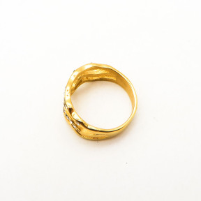 316L Stainless Steel and Zirconia Crimp Ring,Gold Plating,Size 7,about 5g/pc,1 pc/package,HHP00477bhia-360