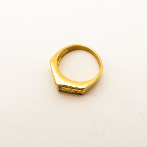 316L Stainless Steel and Zirconia Antique Ring,Gold Plating,Size 7,about 5g/pc,1 pc/package,HHP00480bhia-360