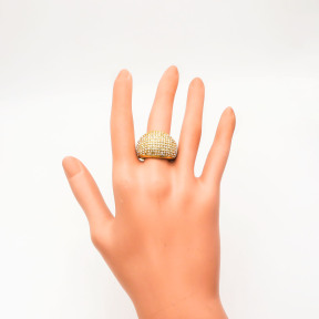 316L Stainless Steel and Zirconia Buddha Head Ring,Gold Plating,Size 7,about 16g/pc,1 pc/package,HHP00492aivb-360