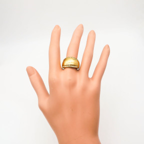 316L Stainless Steel and Zirconia Bald Ring,Gold Plating,Size 7,about 13g/pc,1 pc/package,HHP00498ahjb-360